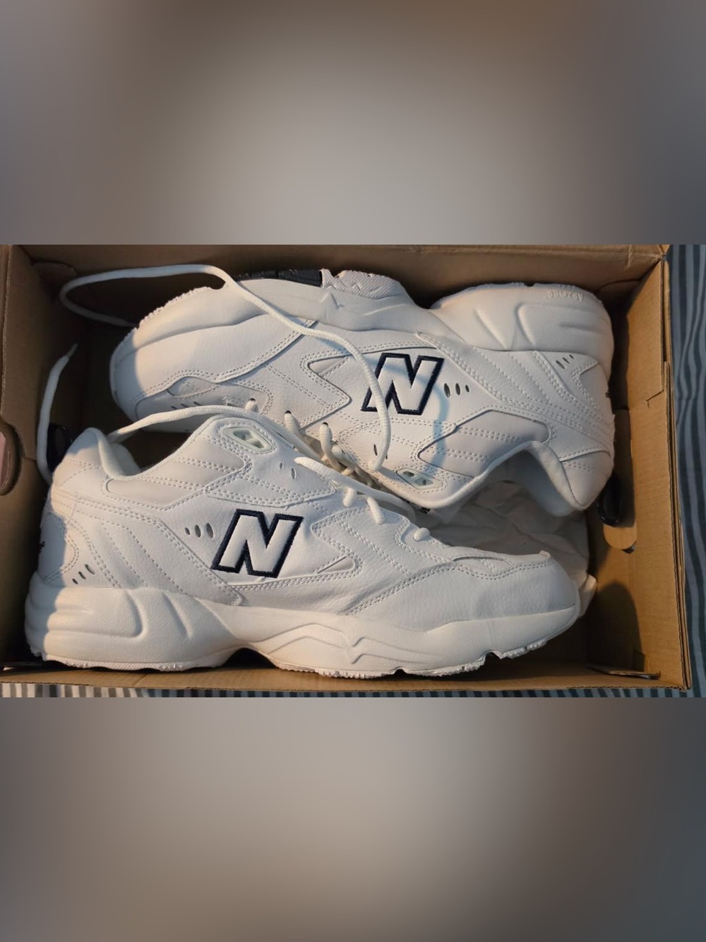 New Balance Men’s White Sneakers with Navy 'N' Logo